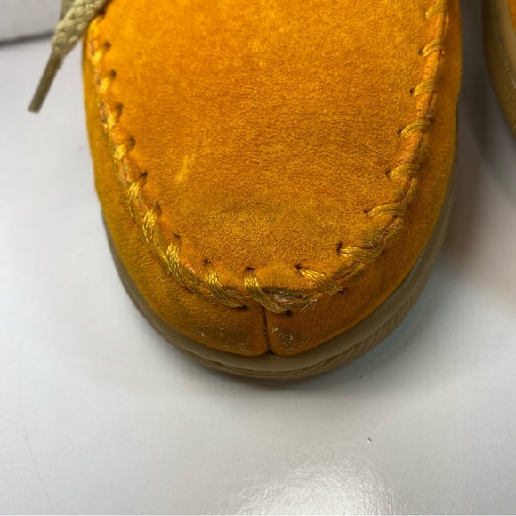 Hush Puppies Orange Suede Moccasins Fur Lined Loafer Slippers Women's Size 9 - Picture 4 of 15
